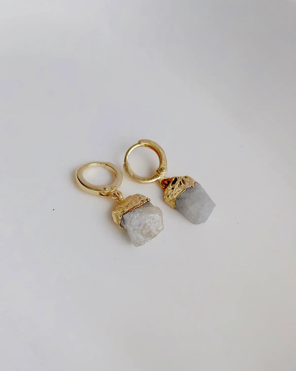 Moonlit Aura 18K gold-plated Moonstone huggie earrings