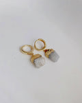 Moonlit Aura 18K gold-plated Moonstone huggie earrings