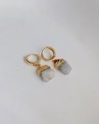 Moonlit Aura 18K gold-plated Moonstone huggie earrings