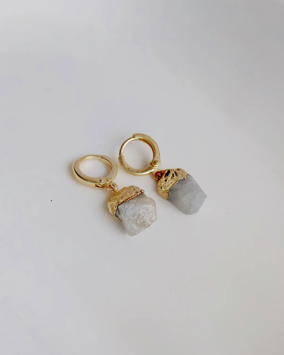 Moonlit Aura 18K gold-plated Moonstone huggie earrings