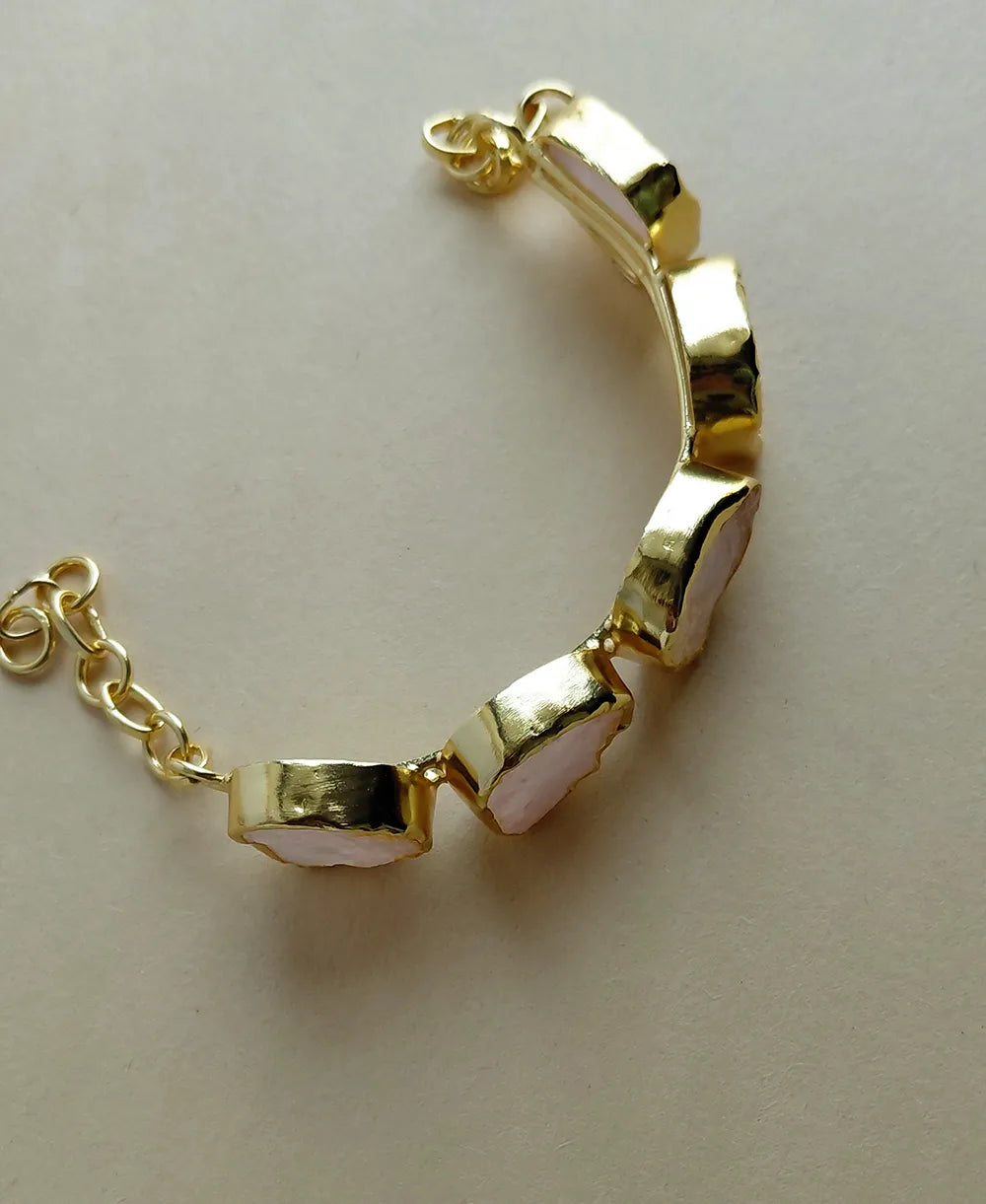 Blush Bloom Rose Quartz 18K Gold Plated Bracelet