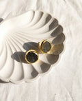 Raw Black Druzy Gold Stud Earrings
