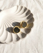 Raw Black Druzy Gold Stud Earrings