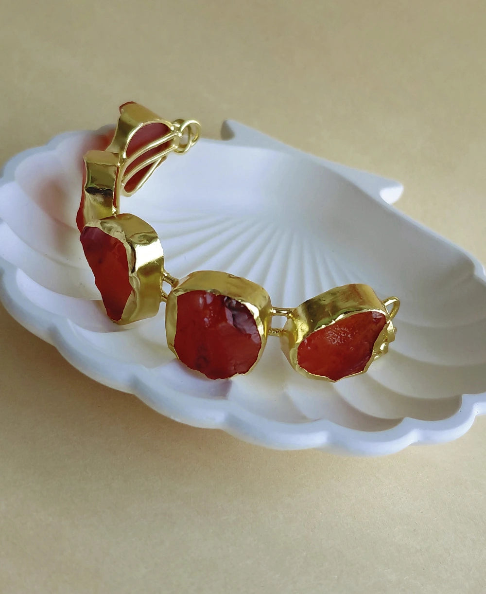 Carnelian Gemstone Gold Bracelet