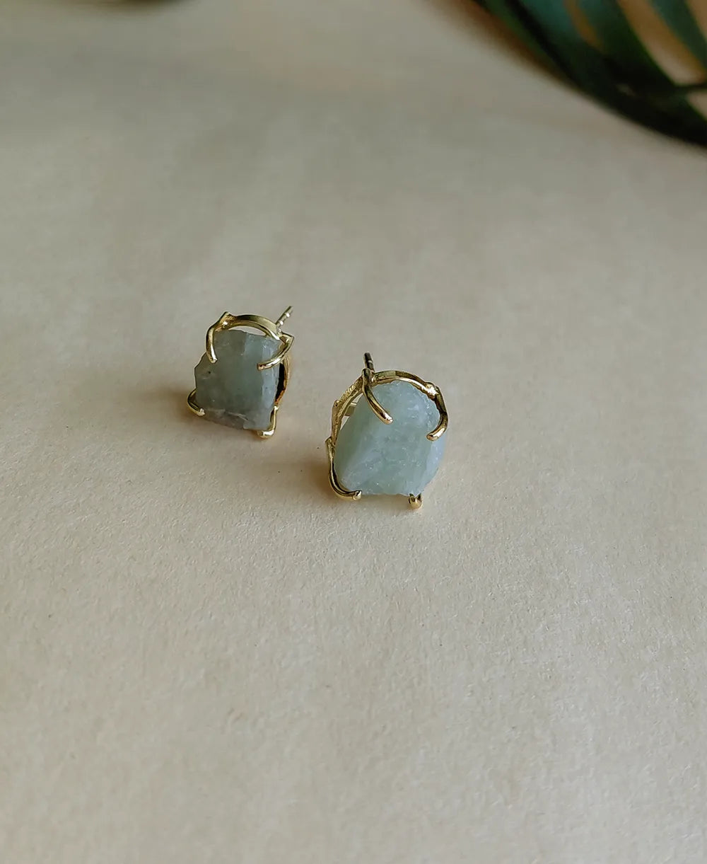 Amazonite Gold Stud Earrings