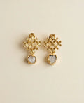 Raw Moonstone Geometric Drop Earrings
