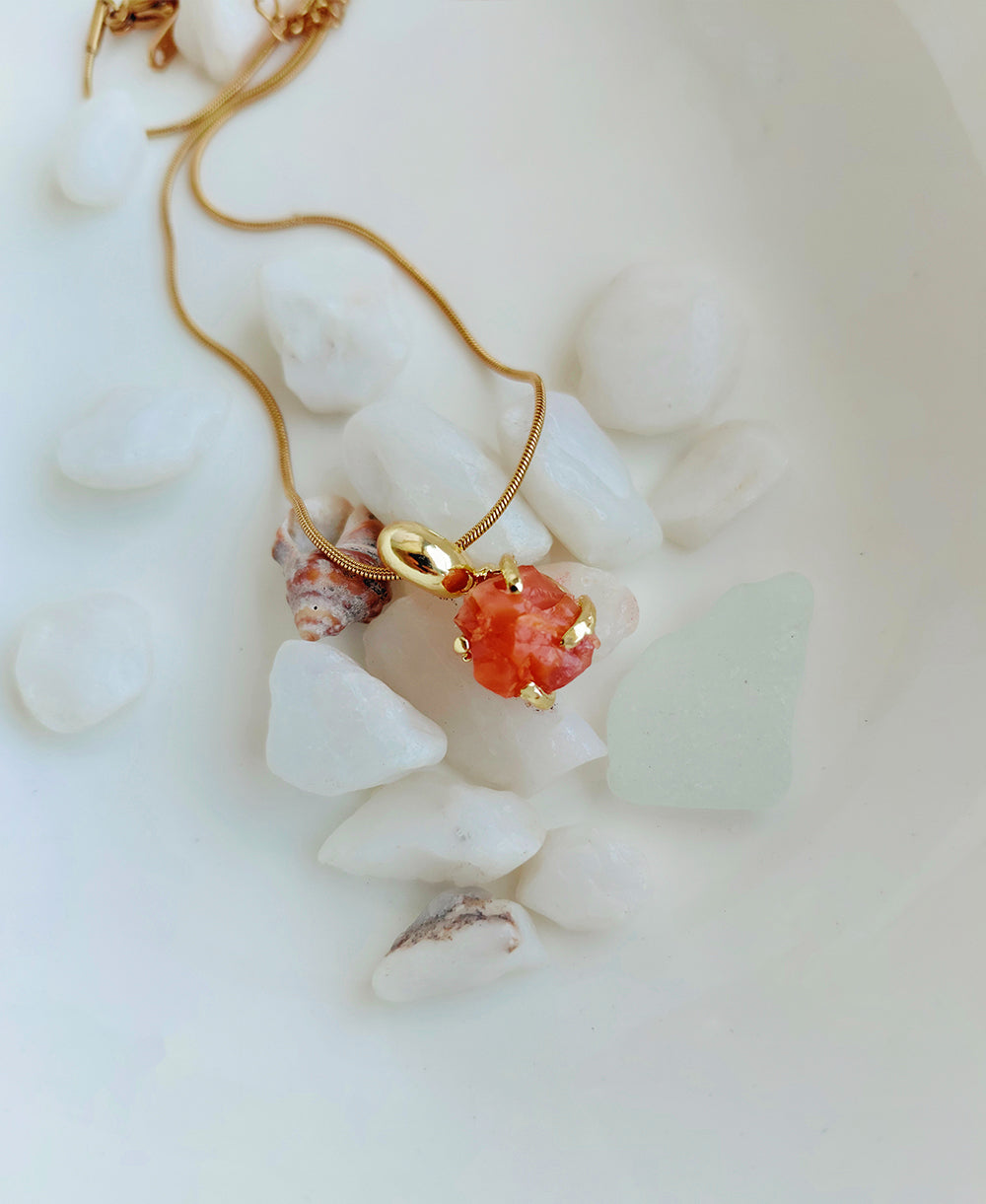 Sun Ember Carnelian 18K Gold Plated Necklace