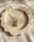 Forest Glow Aventurine 18K Gold Plated Necklace with natural raw green gemstone pendant and sleek gold chain.