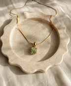Forest Glow Aventurine 18K Gold Plated Necklace with natural raw green gemstone pendant and sleek gold chain.