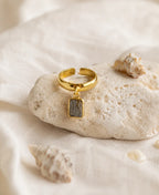 Smoky Quartz Gemstone Adjustable Gold Ring