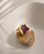 Purple Prism Raw Amethyst Gold Ring