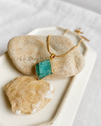 Aqua Muse 18K Gold Plated Natural Stone Pendant Necklace