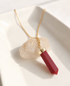 Red Carnelian Crystal Point Pendant Necklace