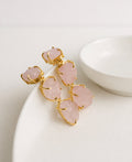 Raw Rose Quartz Triple Drop Earrings