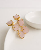 Raw Rose Quartz Triple Drop Earrings