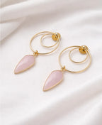 Rose Quartz Hoop Drop Earrings