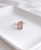 Rose Quartz gemstone ring for women with gold finish