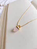 Rose Quartz pointed pendant necklace with gold-plated chain