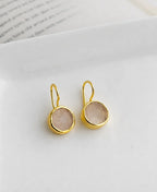 Minimal Rose Quartz Gold Drop Earrings