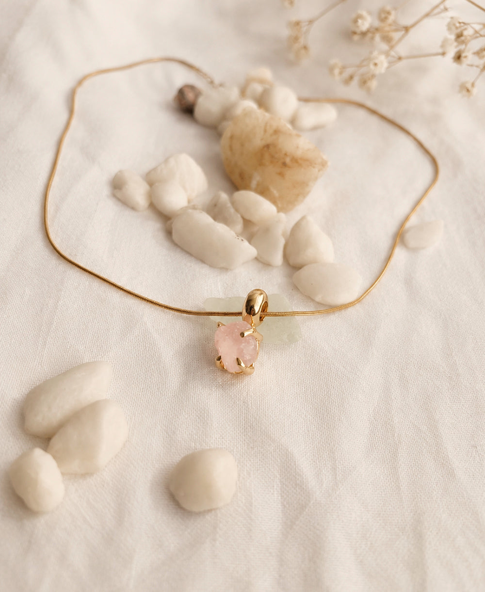 Blush Aura Rose Quartz 18K Gold Plated Necklace