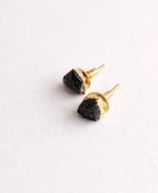 Raw Black Tourmaline Stud Earrings