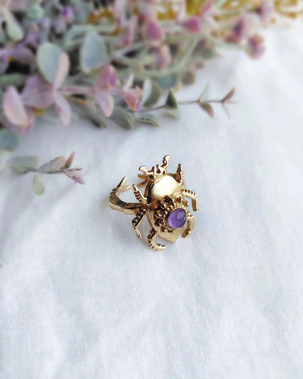 Amethyst Scarab Muse Ring