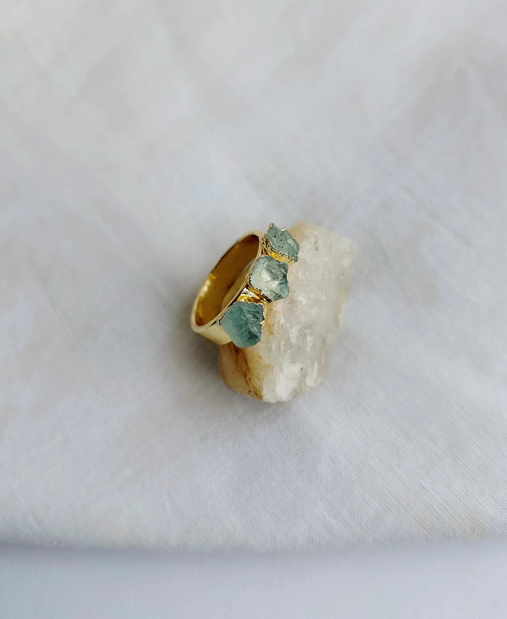 Aquamarine Twin Stone Ring