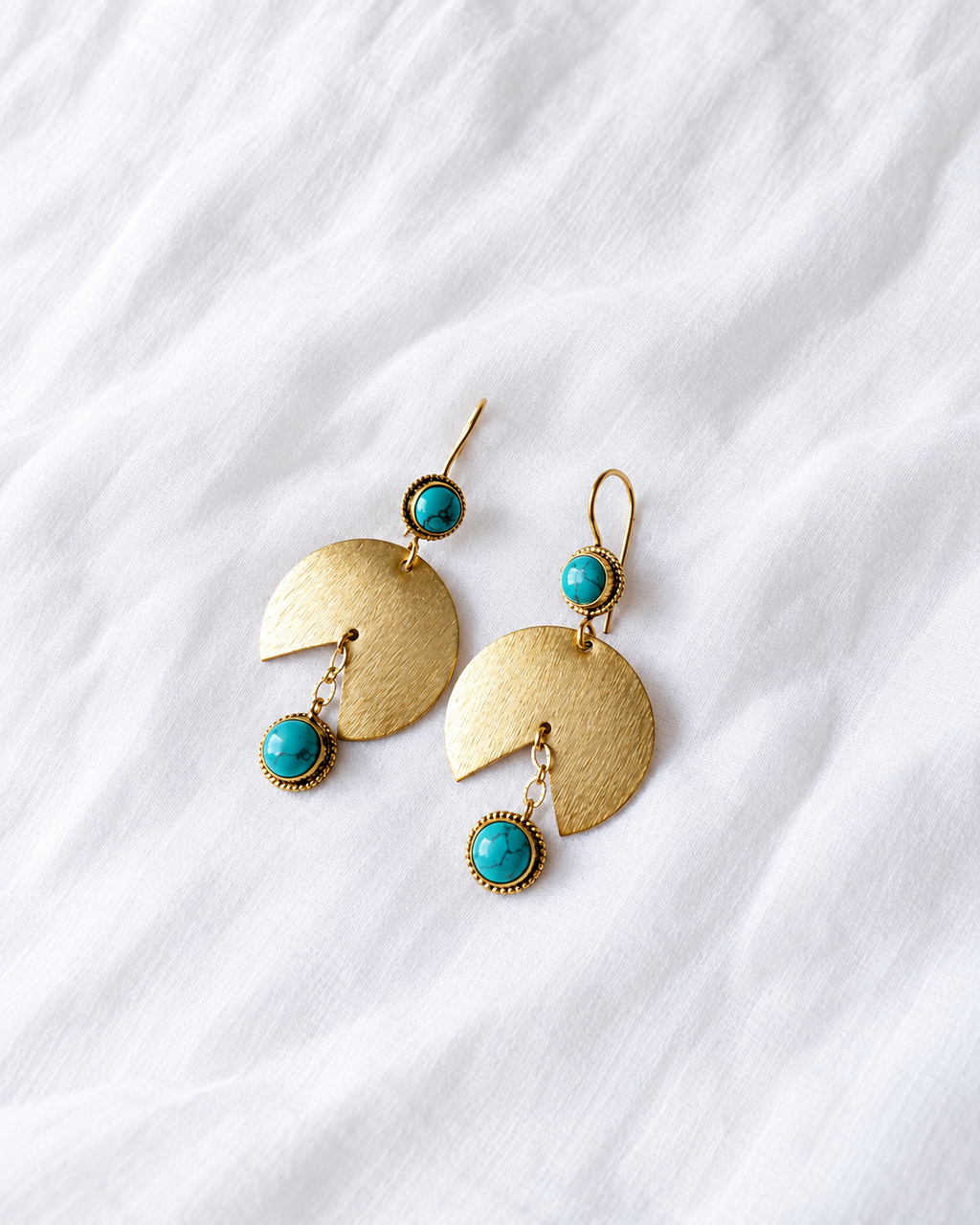 Turquoise and gold statement drop earrings