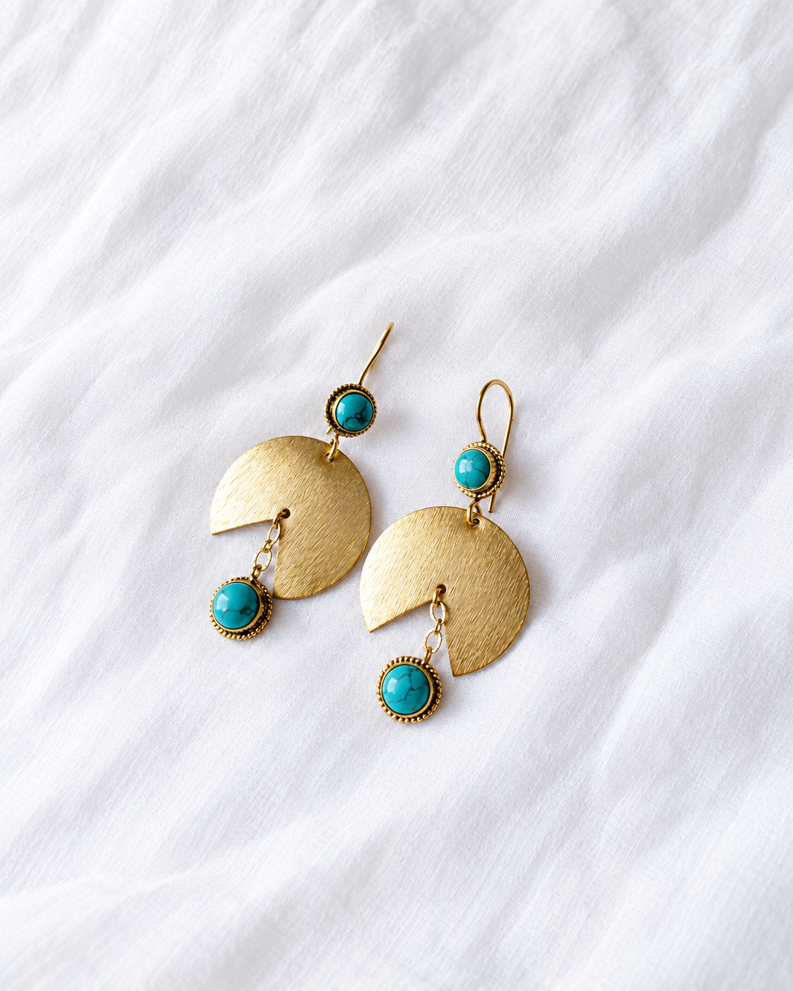 Turquoise and gold statement drop earrings