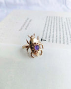 Amethyst Scarab Muse gold plated ring with natural purple amethyst gemstone
