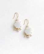 Moonstone Hexagon Pearl Drop Earrings