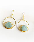 Amazonite Gold Orbit Drop Earrings