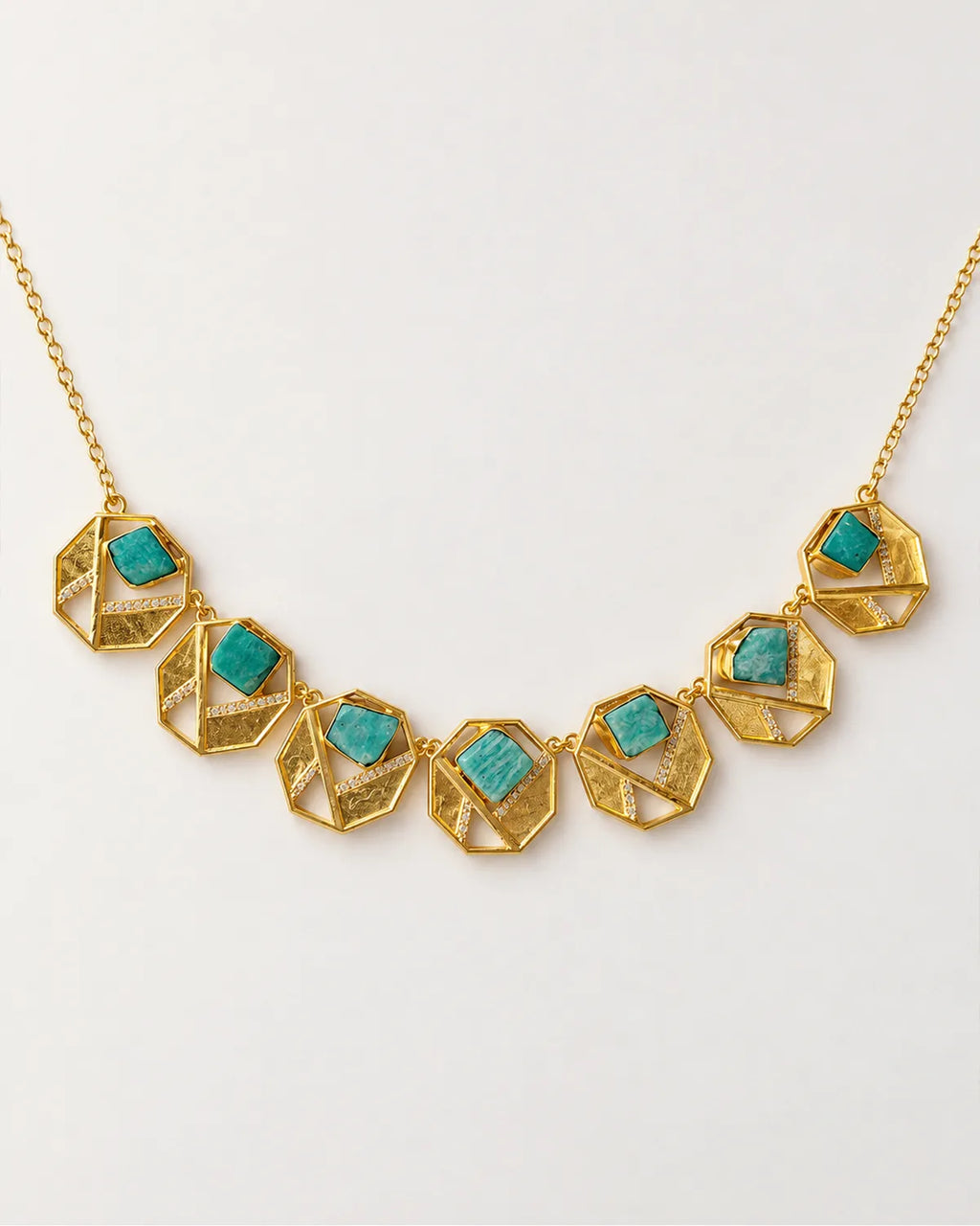 Amazonite geometric statement necklace set