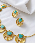 Amazonite statement earrings and necklace close-up