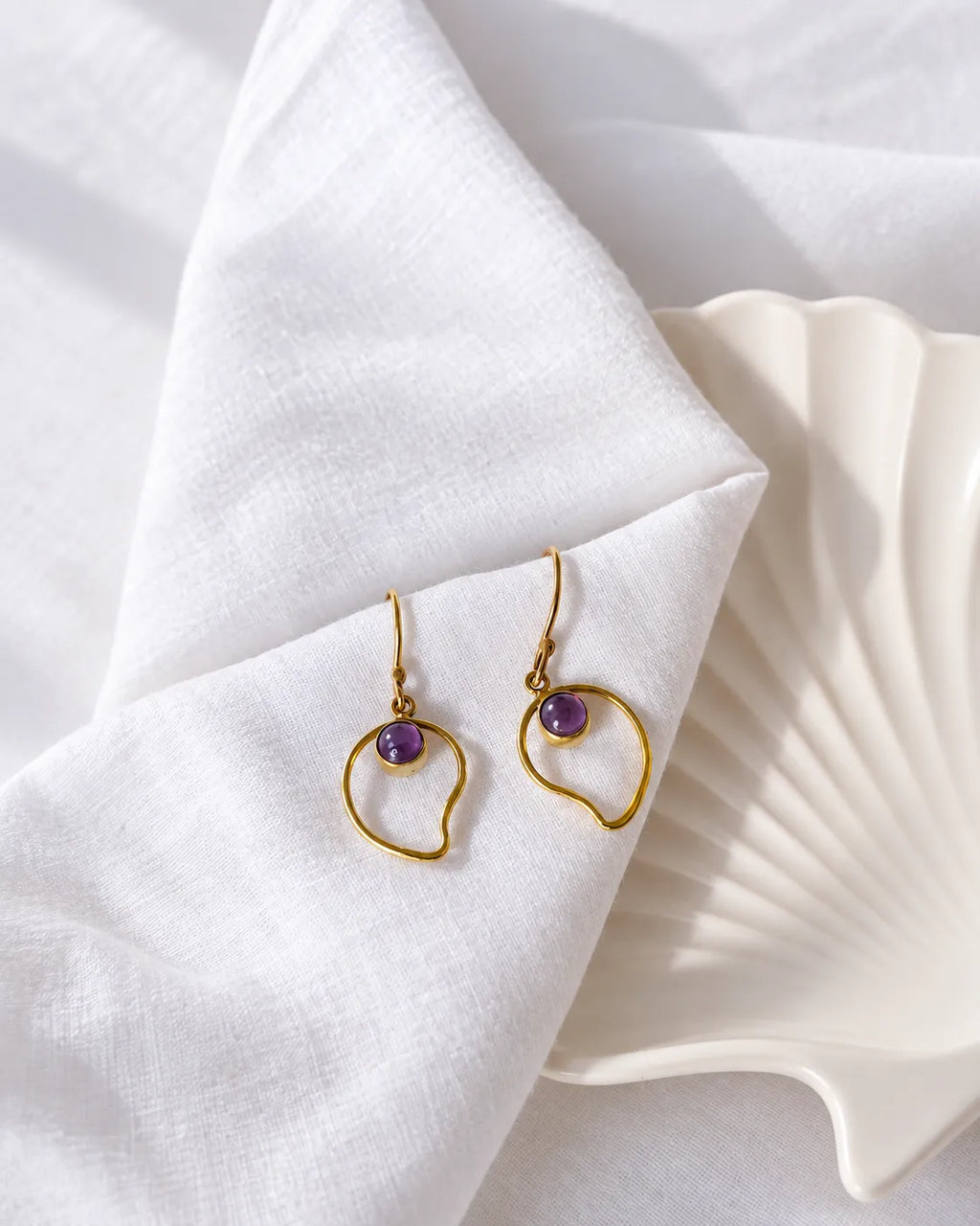 Amethyst gold plated statement earrings