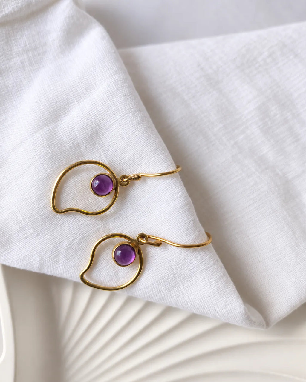 Amethyst gold plated statement earrings