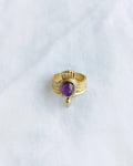 Amethyst gold plated statement ring front view