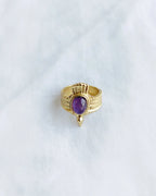 Amethyst gold plated statement ring front view