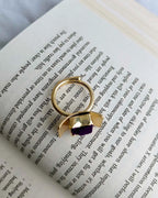 Amethyst gold plated gemstone ring side view