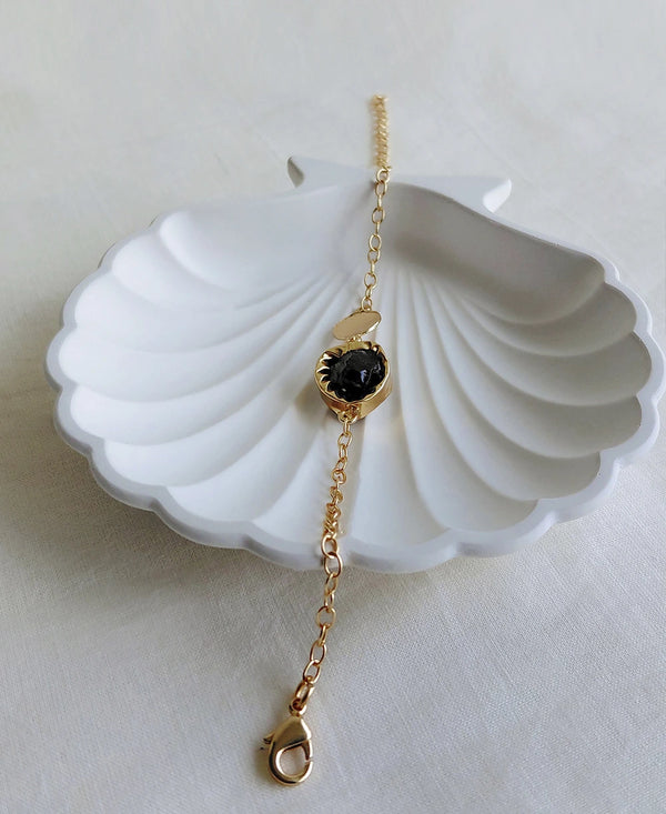 Black Onyx 18K Gold Plated Chain Bracelet