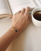 Black Onyx 18K Gold Plated Chain Bracelet