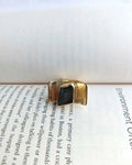 Black Tourmaline 18K gold plated statement ring front view