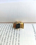 Black Tourmaline 18K gold plated statement ring front view