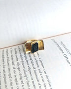 Black Tourmaline 18K gold plated statement ring close-up