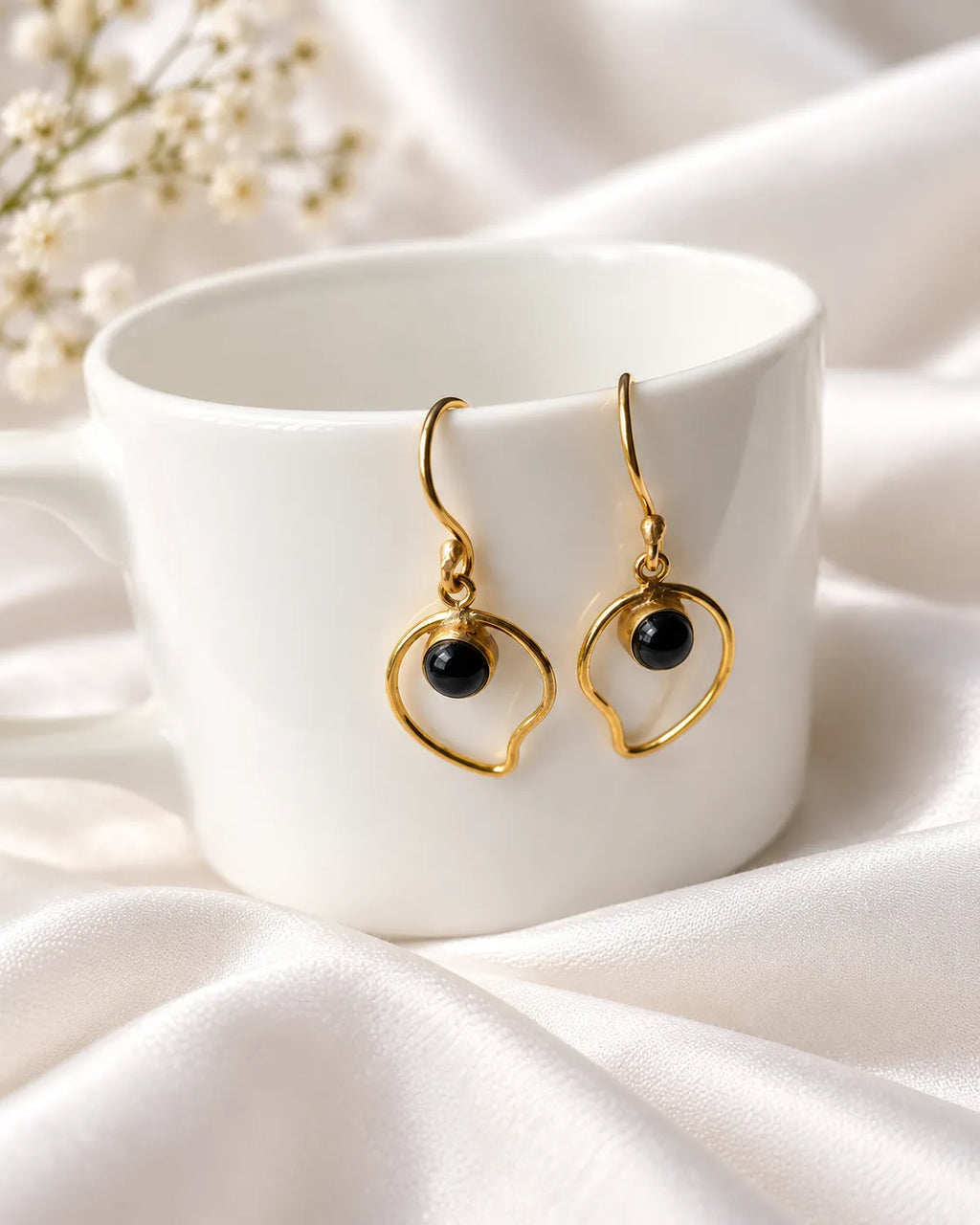 Black Tourmaline Organic Drop Earrings - view 1