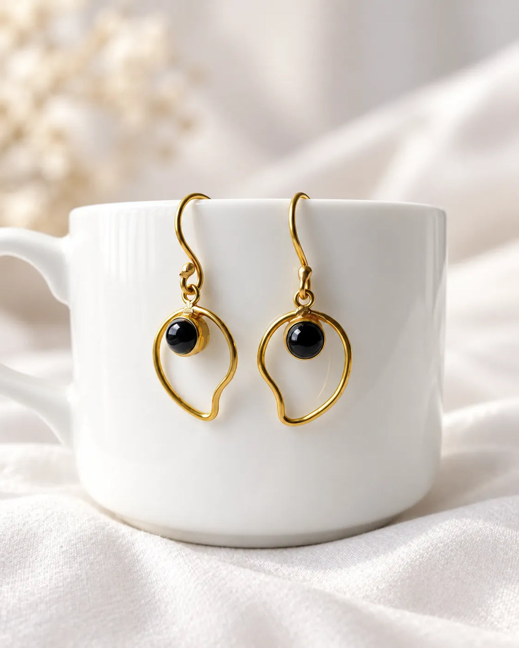 Black Tourmaline Organic Drop Earrings - view 2