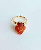 Carnelian raw gemstone adjustable ring close-up