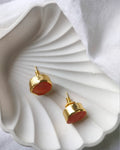 Carnelian raw stone stud earrings