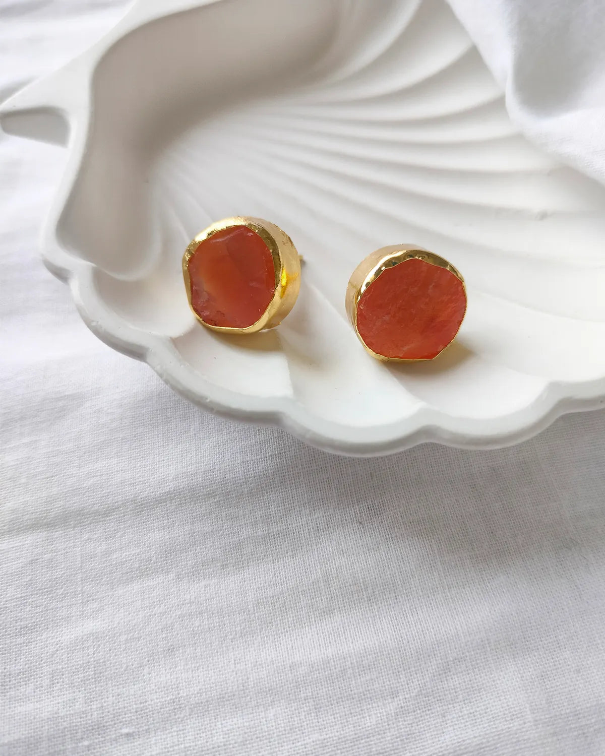 Carnelian raw stone stud earrings