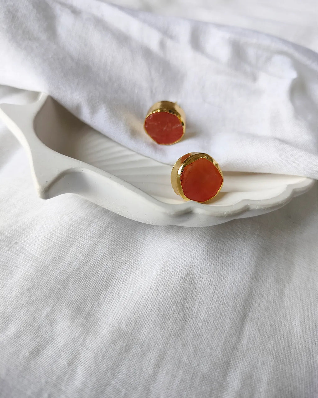 Carnelian raw stone stud earrings
